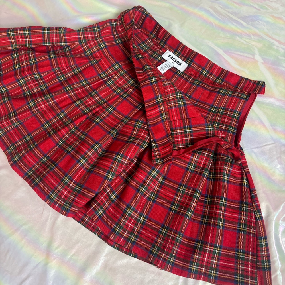 RSQ Red Plaid Pleated Mini Skirt Y2K NWT Small